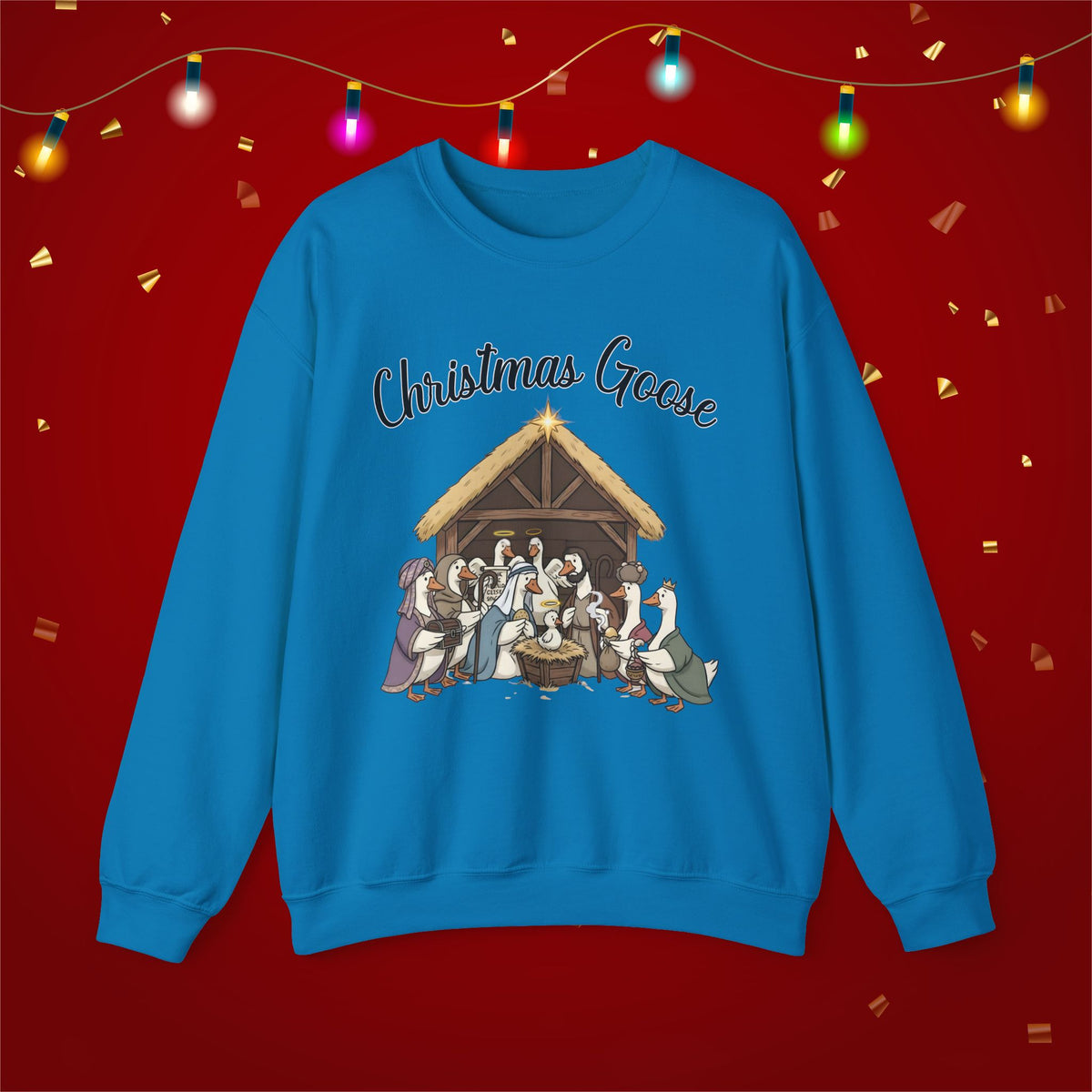 Christmas Goose Nativity Unisex Heavy Blend™ Crewneck Sweatshirt