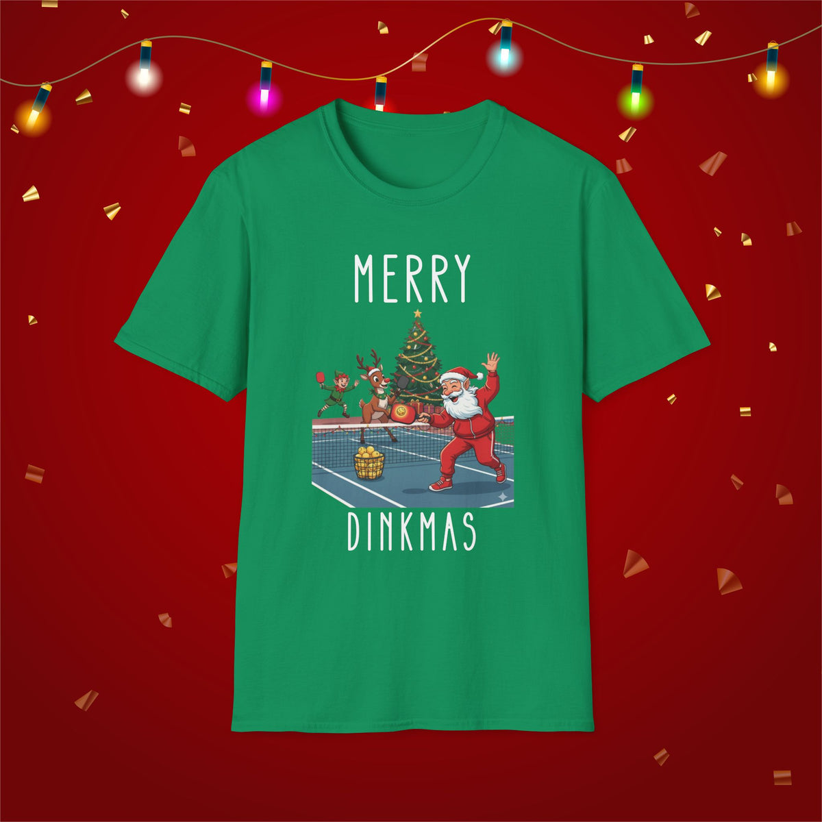 Christmas Pickleball Funny Santa Merry Dinkmas Unisex Softstyle T-Shirt Team Shirt for Mom Grandma Dad Favorite Player Gift Xmas Gift