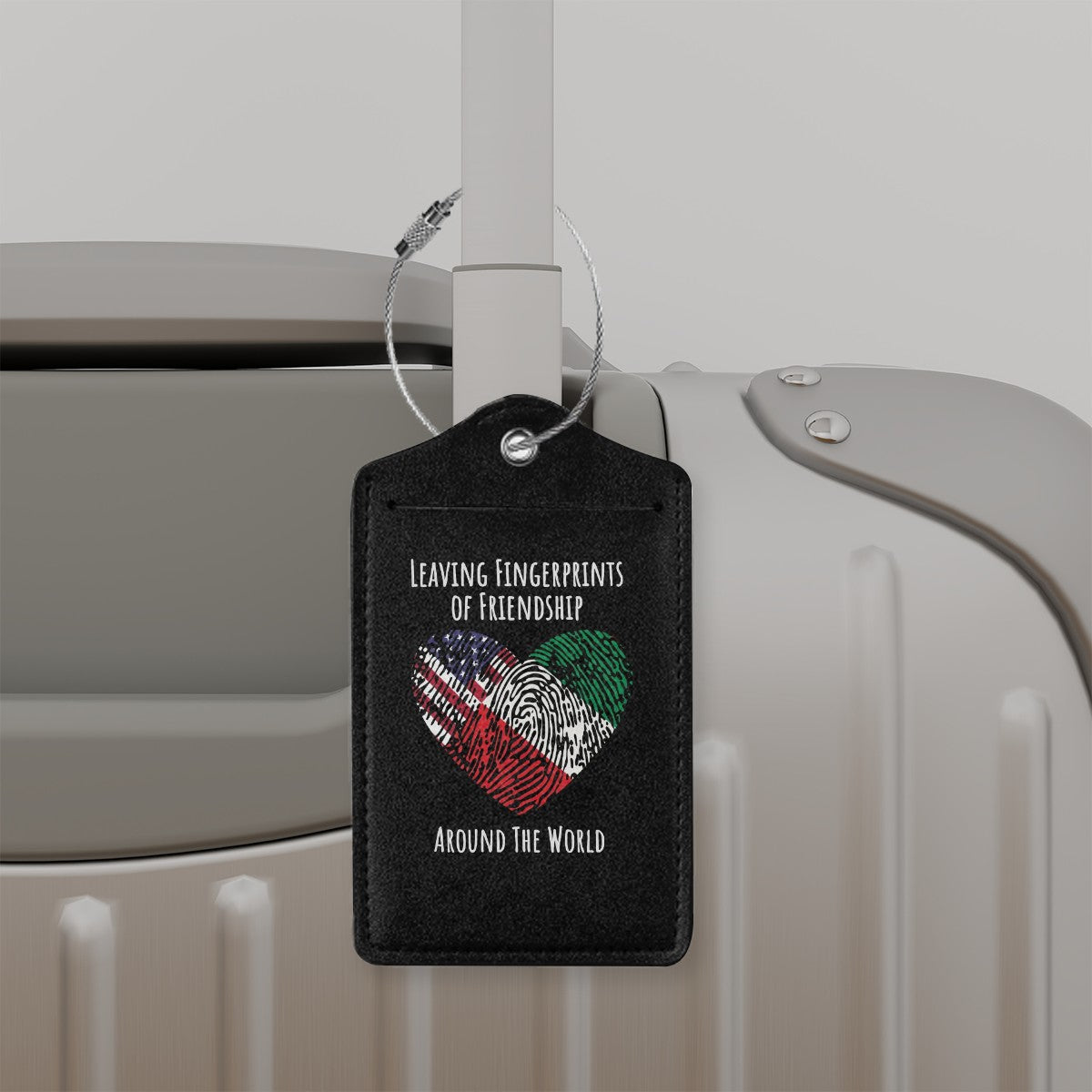 Leather Luggage Tags for Suitcases with Metal Ring Daddy’s Leaving Fingerprints of Friendship