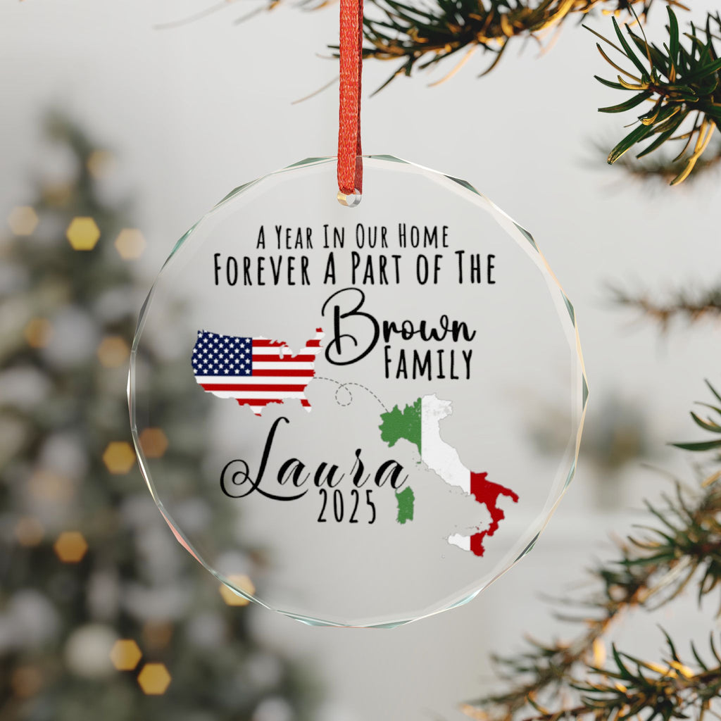 Personalized Long Distance Ornament, Exchange Student Keepsake, Gift For Foreign Exchange Students, Two Countries Ornament, Moving Away Gift