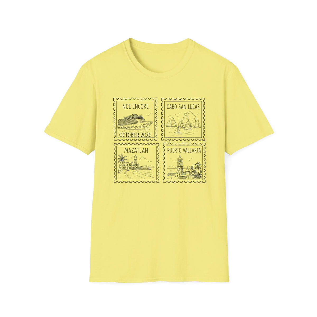 Custom Cruise Black Stamp Aesthetic Family Vacation Matching T-Shirt, Personalized Cruise Ship Tee, Custom Tee
