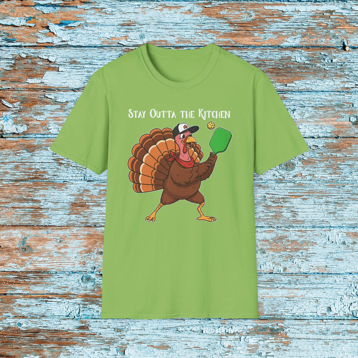 Thanksgiving Pickleball Funny Turkey Paddle Unisex Softstyle T-Shirt Team Shirt for Mom Grandma Dad Favorite Player Gift Matching Shirt