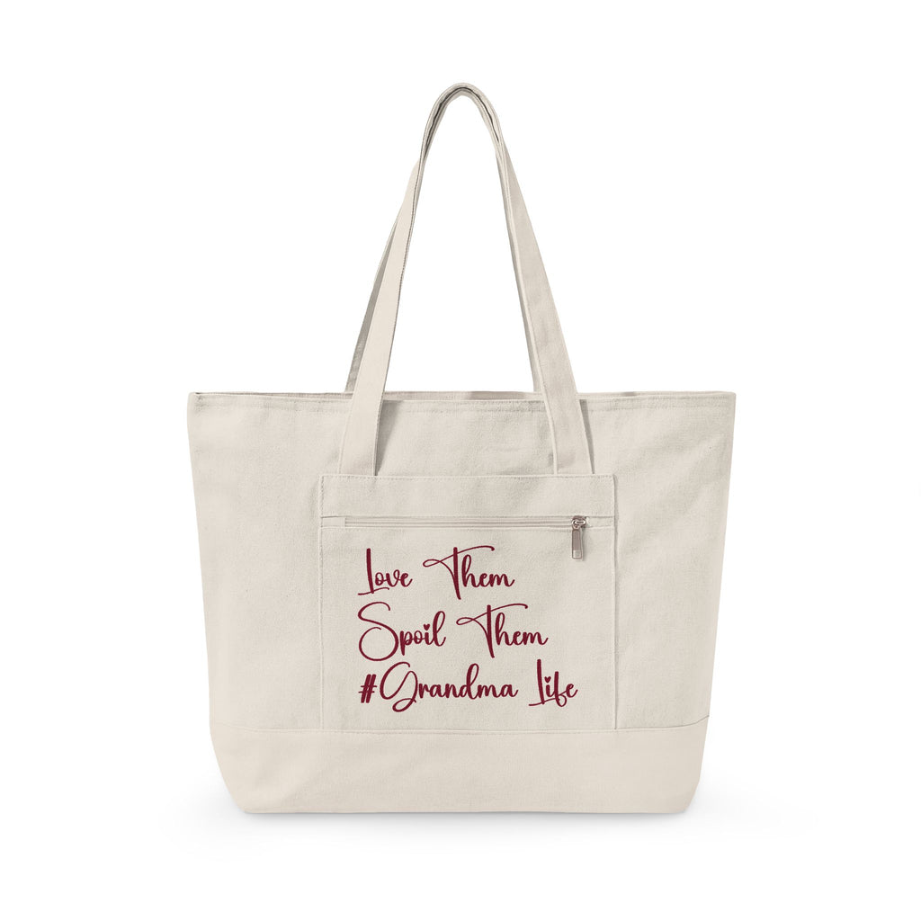 Grandma Things Tote Zippered Canvas Tote | Market Bag, Everyday Carry, Custom Nana, Mimi, Gigi, Gift, Pickleball Bingo Bag for Gram