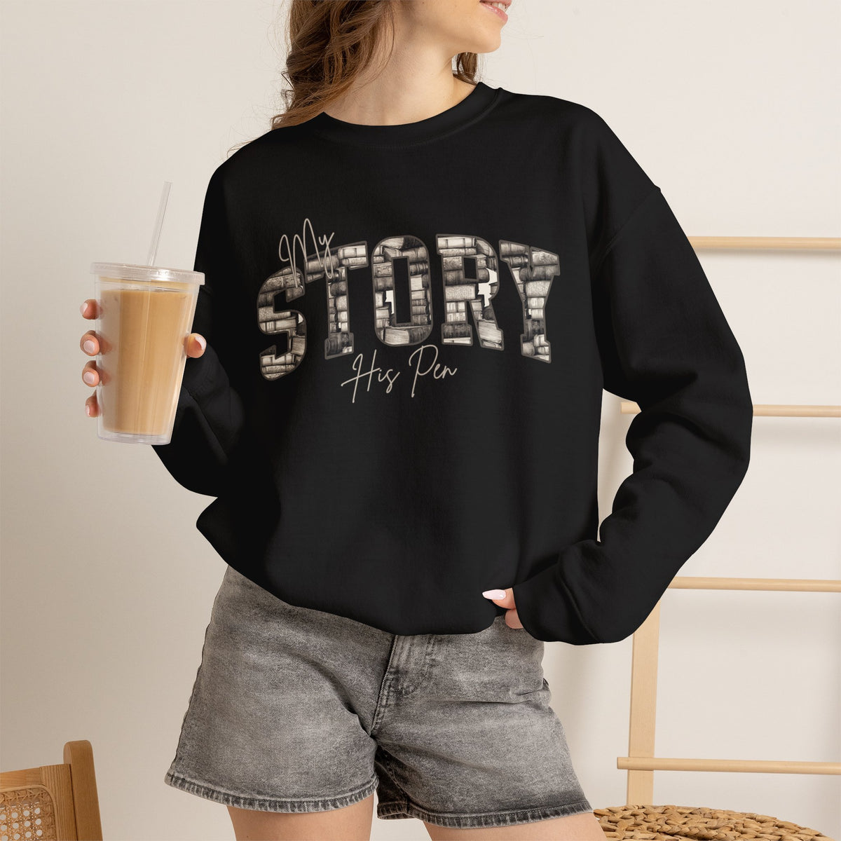 Christian Crewneck Sweatshirt, Jesus Shirt, God and Jesus Lover, Small Group Shirt. Church Sweater, Witness Christ, His Pen, Book Pages