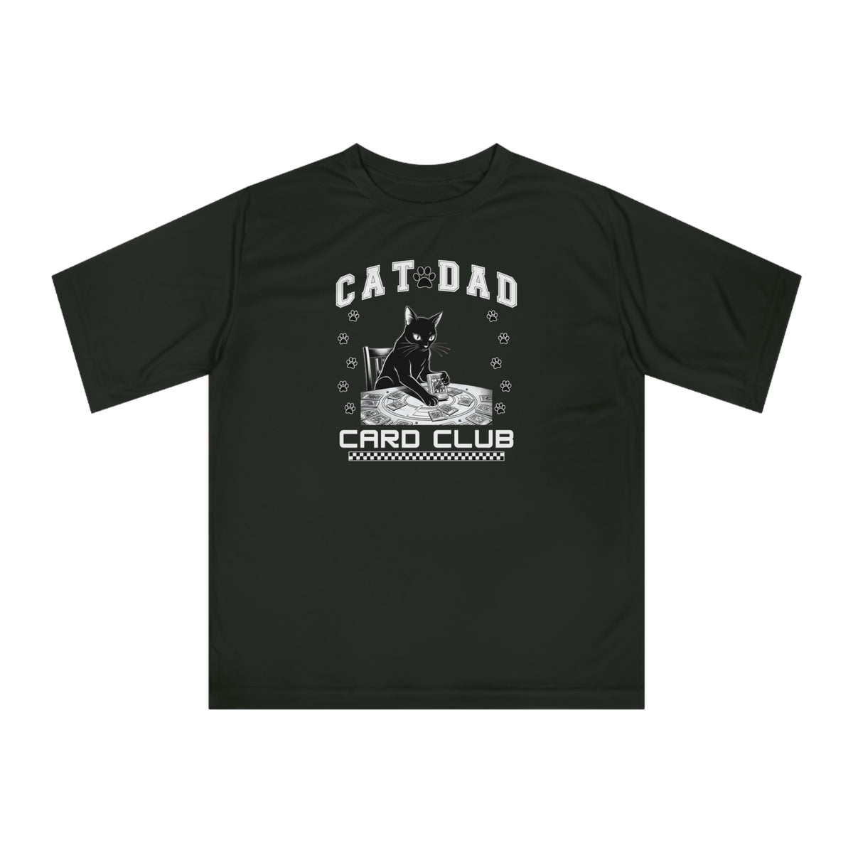 Funny Cat Dad Gamer Card Club Moisture Wicking Unisex Zone Performance T-shirt Gift for Boyfriend, Husband, Dad, Trading Card Game Shirt