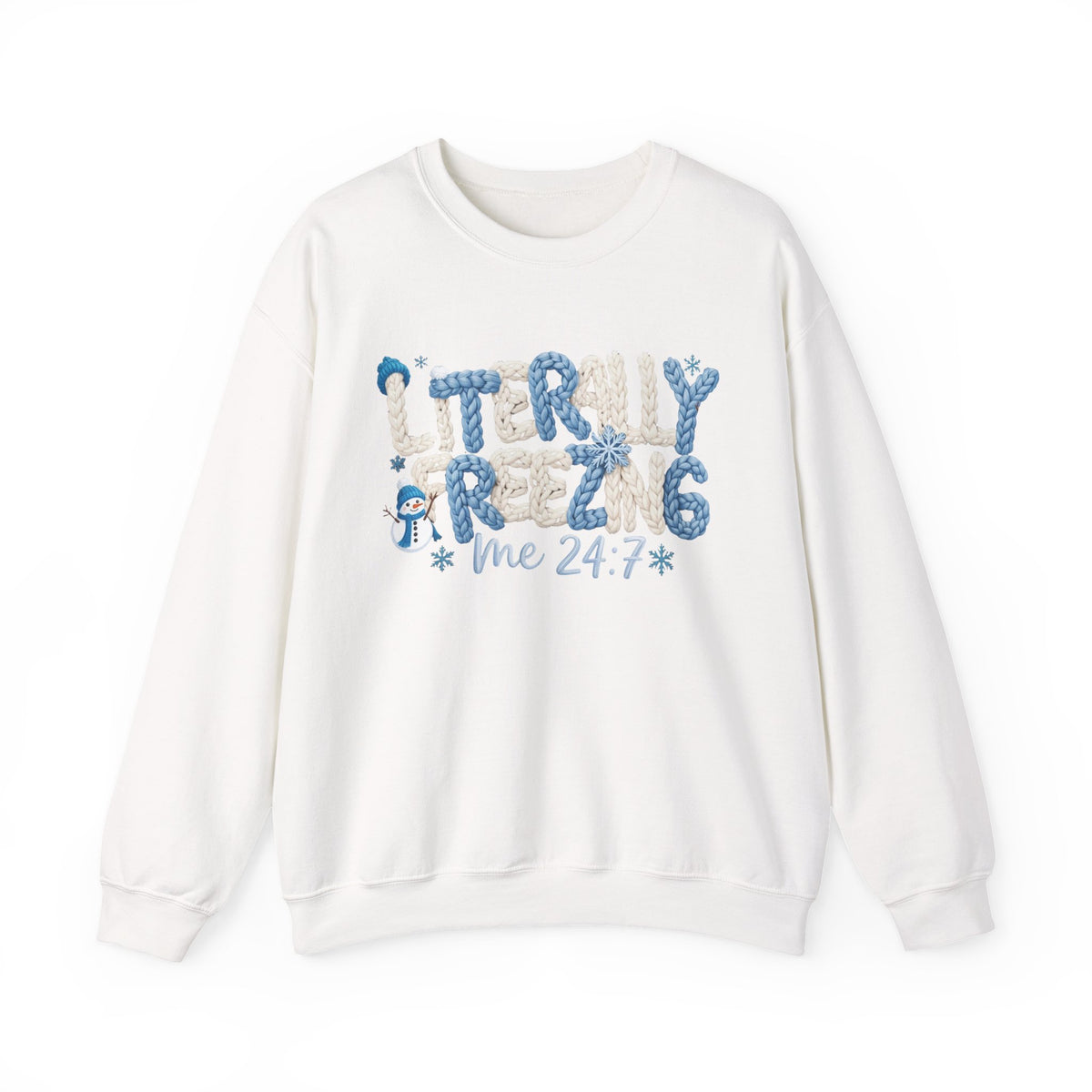 Funny Literally Freezing Sweatshirt, Faux Yarn Winter Crewneck, Funny Cold Weather Sweater, Cozy Winter Shirt, Shirt for Mom Grandma