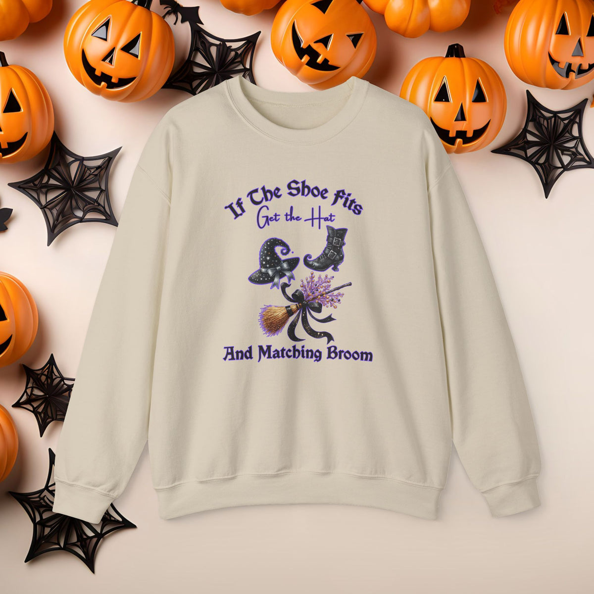 Funny Halloween Witch Hat Coquette Bow Ride the Broom Crewneck Cute Fall Fun Spooky Pumpkin Cozy Season Sweatshirt
