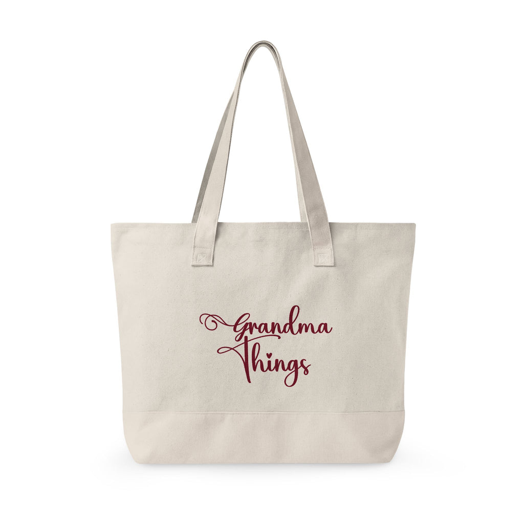 Grandma Things Tote Zippered Canvas Tote | Market Bag, Everyday Carry, Custom Nana, Mimi, Gigi, Gift, Pickleball Bingo Bag for Gram