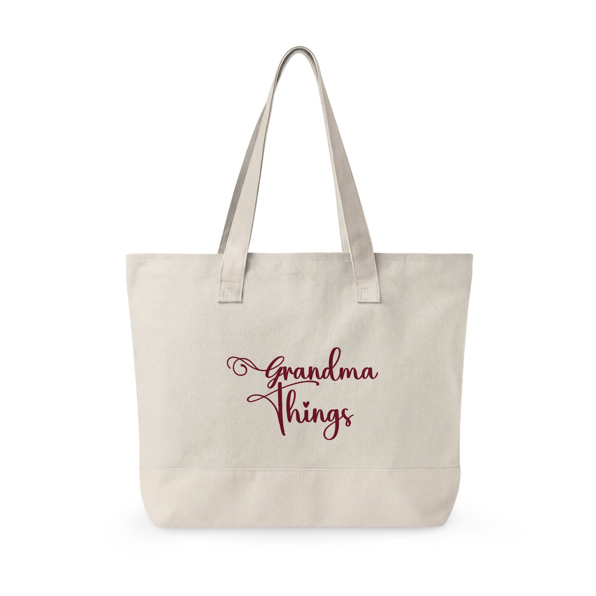 Grandma Things Tote Zippered Canvas Tote | Market Bag, Everyday Carry, Custom Nana, Mimi, Gigi, Gift, Pickleball Bingo Bag for Gram