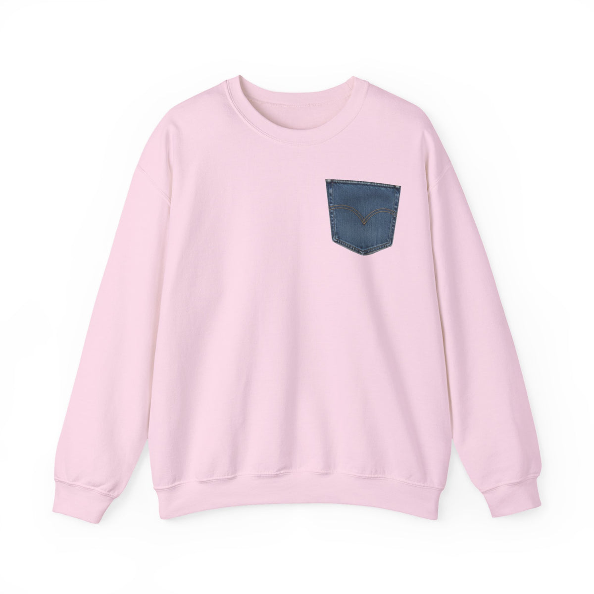 Faux Denim Pocket Sweatshirt, Fun Denim Pocket Print Crewneck, Cozy Denim Pocket Look Sweater, Gift for Her Him