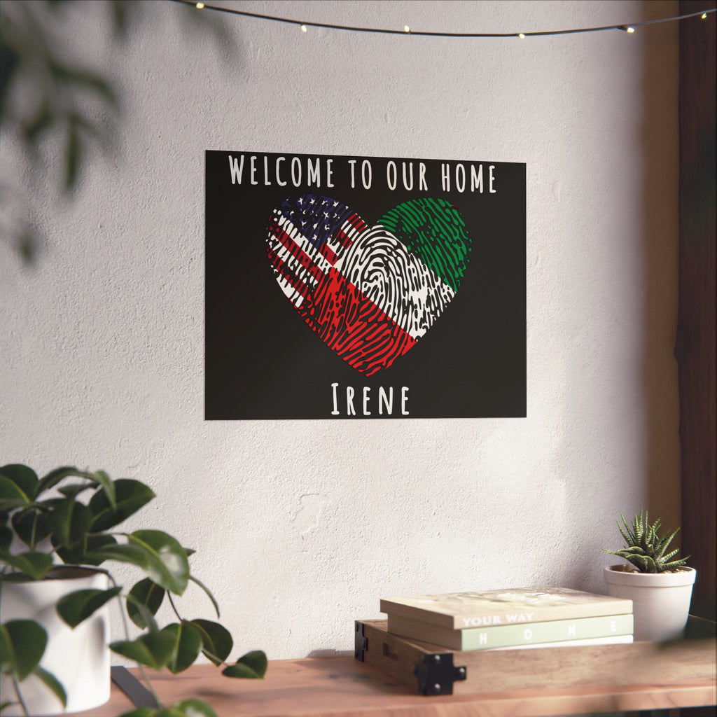 Exchange Student Welcome Airport Poster Custom Matte Horizontal Poster to Personalize with Any Two Flags Phrase and Name Dorm Room Decor