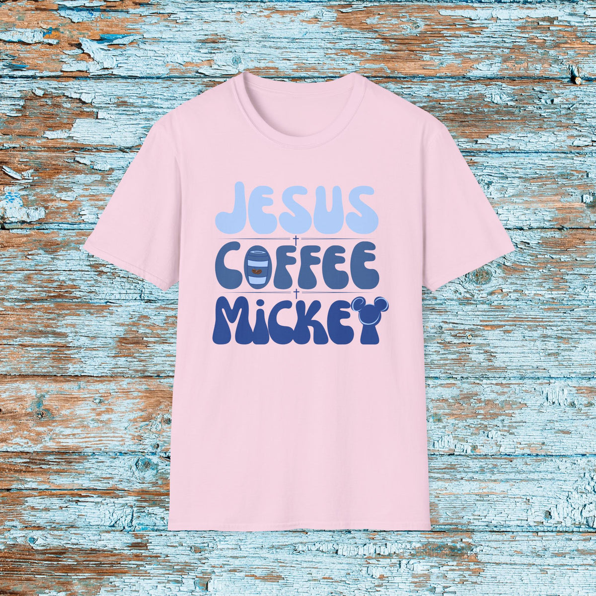 Jesus Coffee Mickey Fun Softstyle T-Shirt Perfect gift for Jesus Coffee and Mickey Lover. Church Theme Park Coffee
