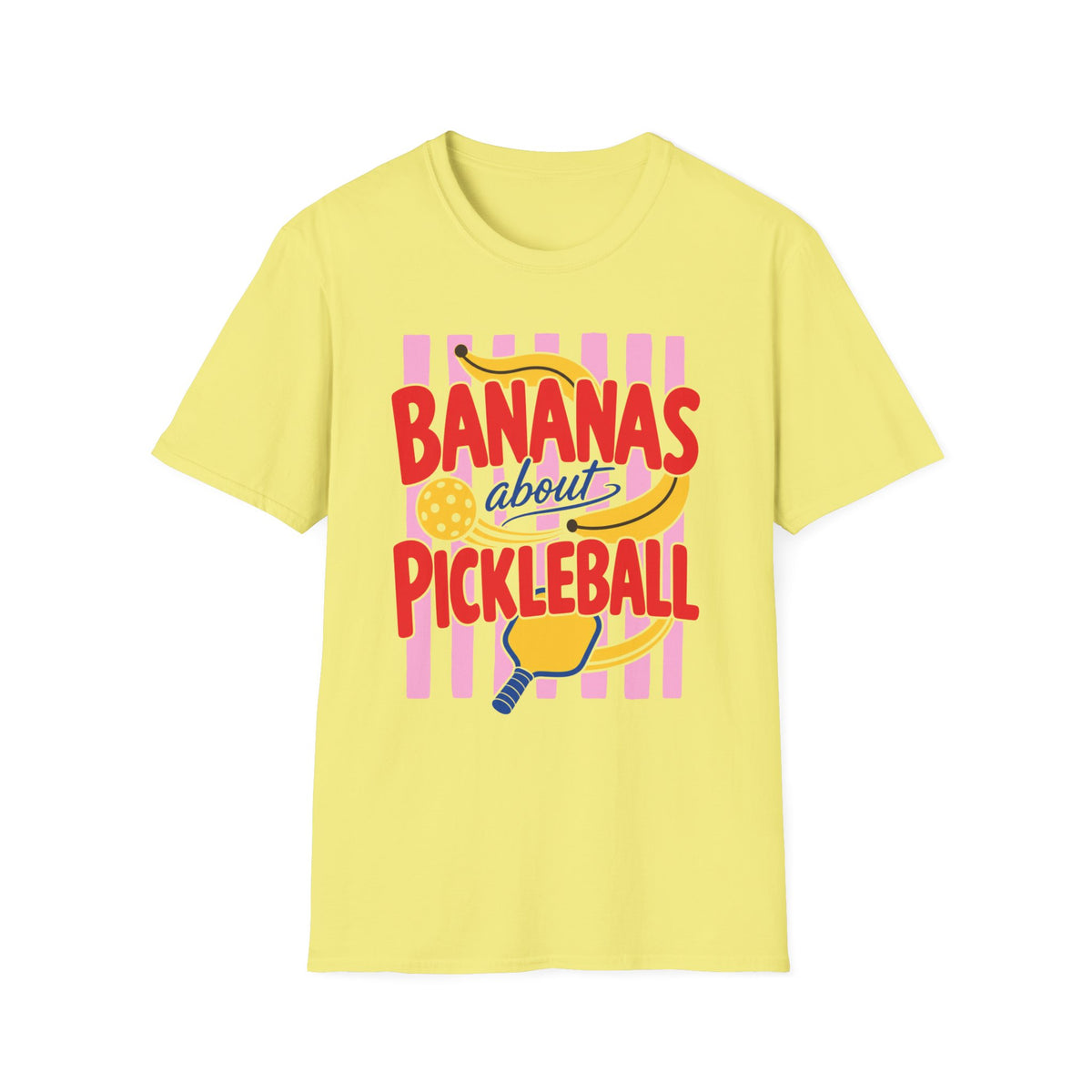 Bananas About Pickleball T-Shirt | Retro Fruits Stripes Design | Pickleball Player Shirt | Pickleball Gift for Mom Her