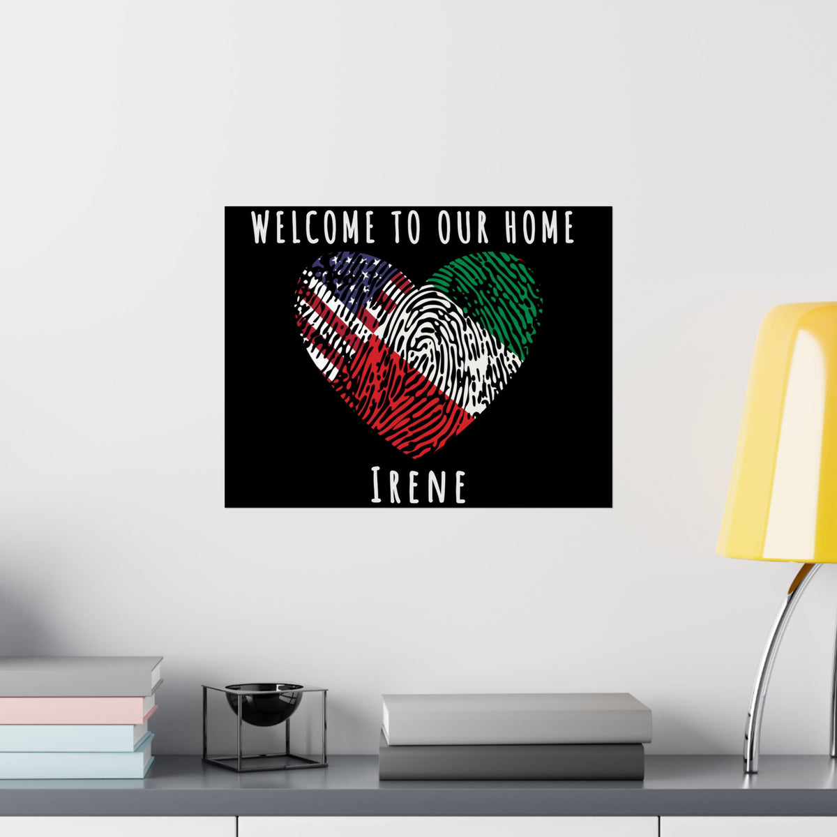 Exchange Student Welcome Airport Poster Custom Matte Horizontal Poster to Personalize with Any Two Flags Phrase and Name Dorm Room Decor
