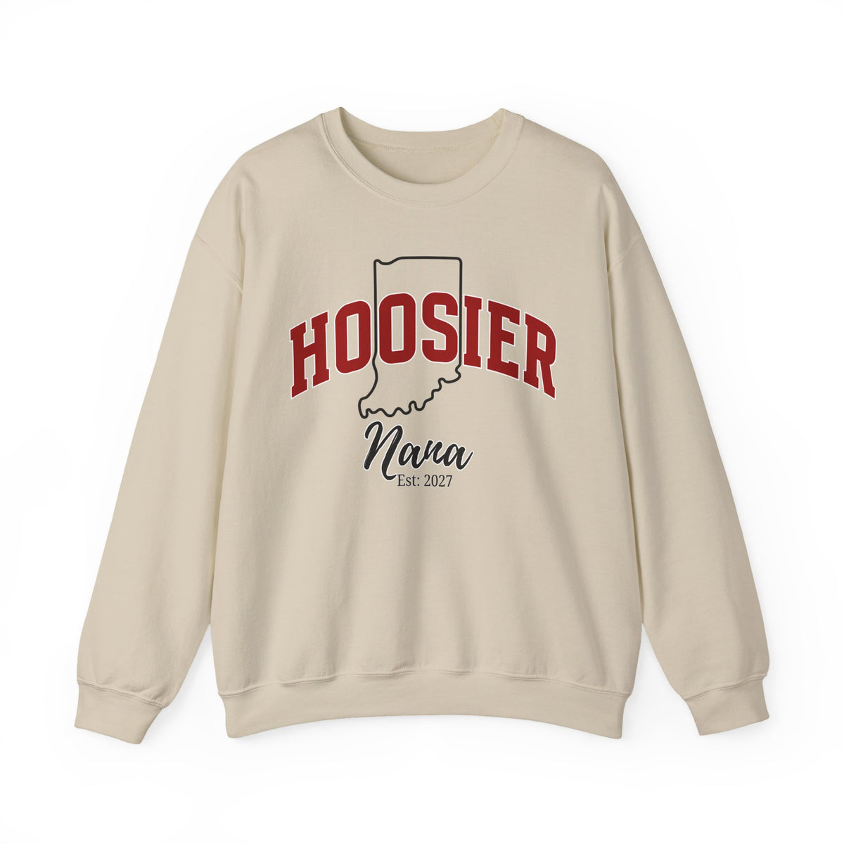 Nana Hoosier Mama, Indiana Pride, University School Sweater, Fun Mom Shirt, Freshman Mom Gift, Unisex Heavy Blend™ Crewneck Sweatshirt