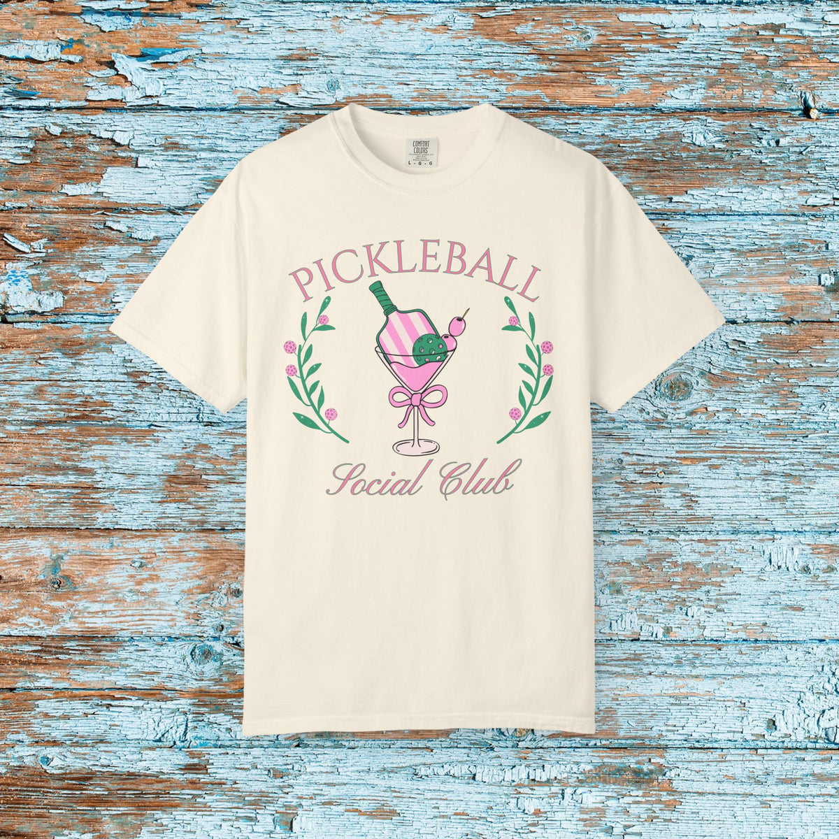 Pickleball Funny Comfort Colors Shirt Pickleball Social Club Coquette Bow Cocktail Shirt for Her Him Mom Team Pickleball Lover Player Gift