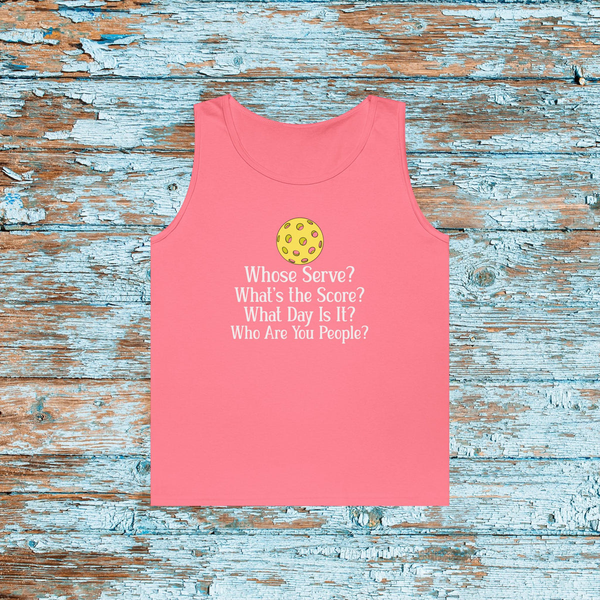 Pickleball Funny Unisex Heavy Cotton Tank Top Whose Serve Pickleball Memory Shirt for Her Him Mom Matching Team Pickleball Lover Player Gift