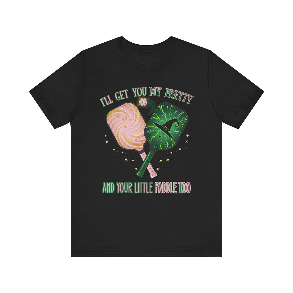 Funny Wicked Pickleball Shirt, Defy Gravity Broomstick Magic Wand Shirt, Tiara Witch Hat Wizard of Oz Tee, Witch Pink and Green T-Shirt
