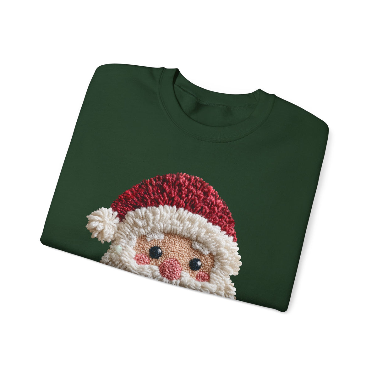 Yarn Look Crochet Santa Sweatshirt, Viral Faux Latch Hook Christmas Shirt, Cute Holiday Sweater, Plus Size Available