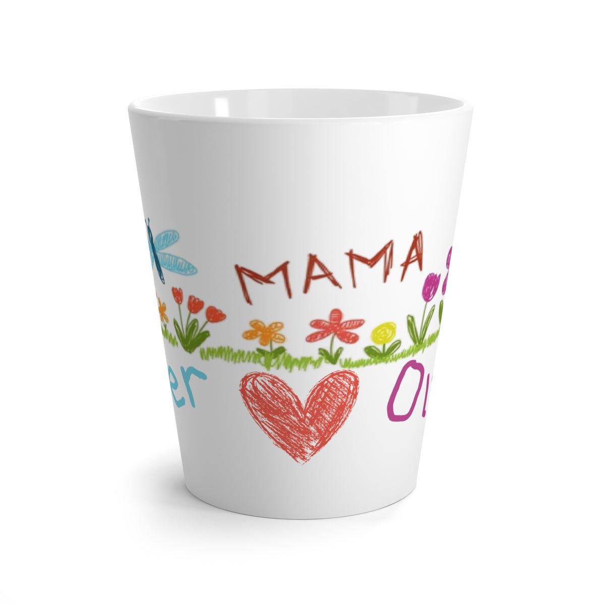 Custom Kids Art Work Personalized Name Latte Coffee Mug Tea Cup from Kids to Mom for Mother's Day, Christmas Present, Birthday Gift Grandma