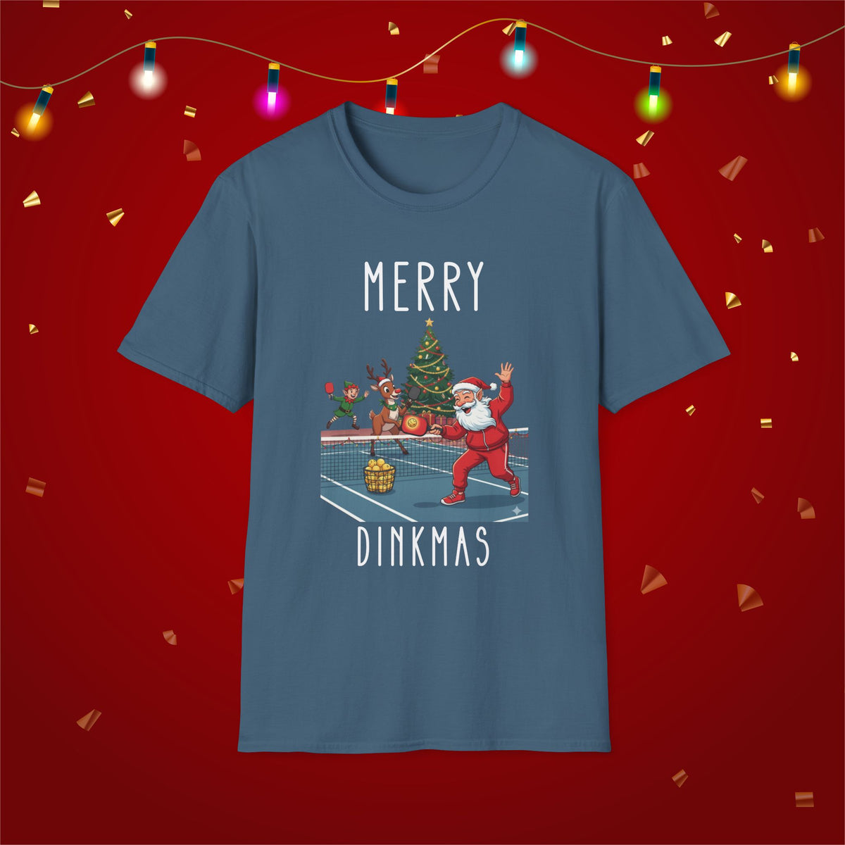 Christmas Pickleball Funny Santa Merry Dinkmas Unisex Softstyle T-Shirt Team Shirt for Mom Grandma Dad Favorite Player Gift Xmas Gift