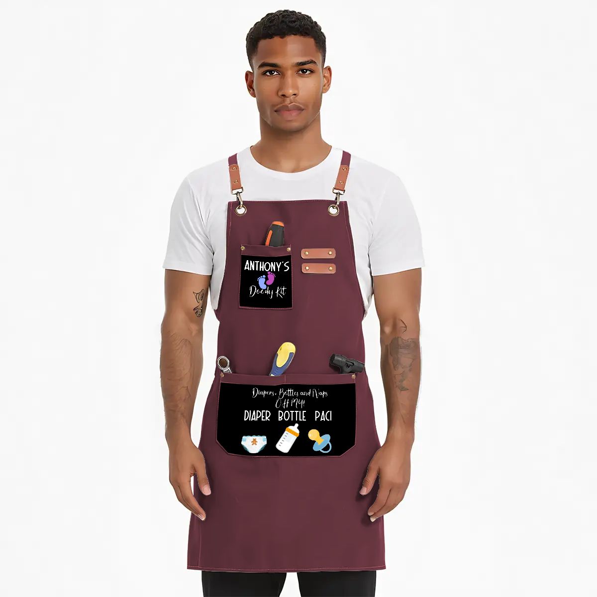 Unisex Canvas Cross Back Apron with Pockets 1 2