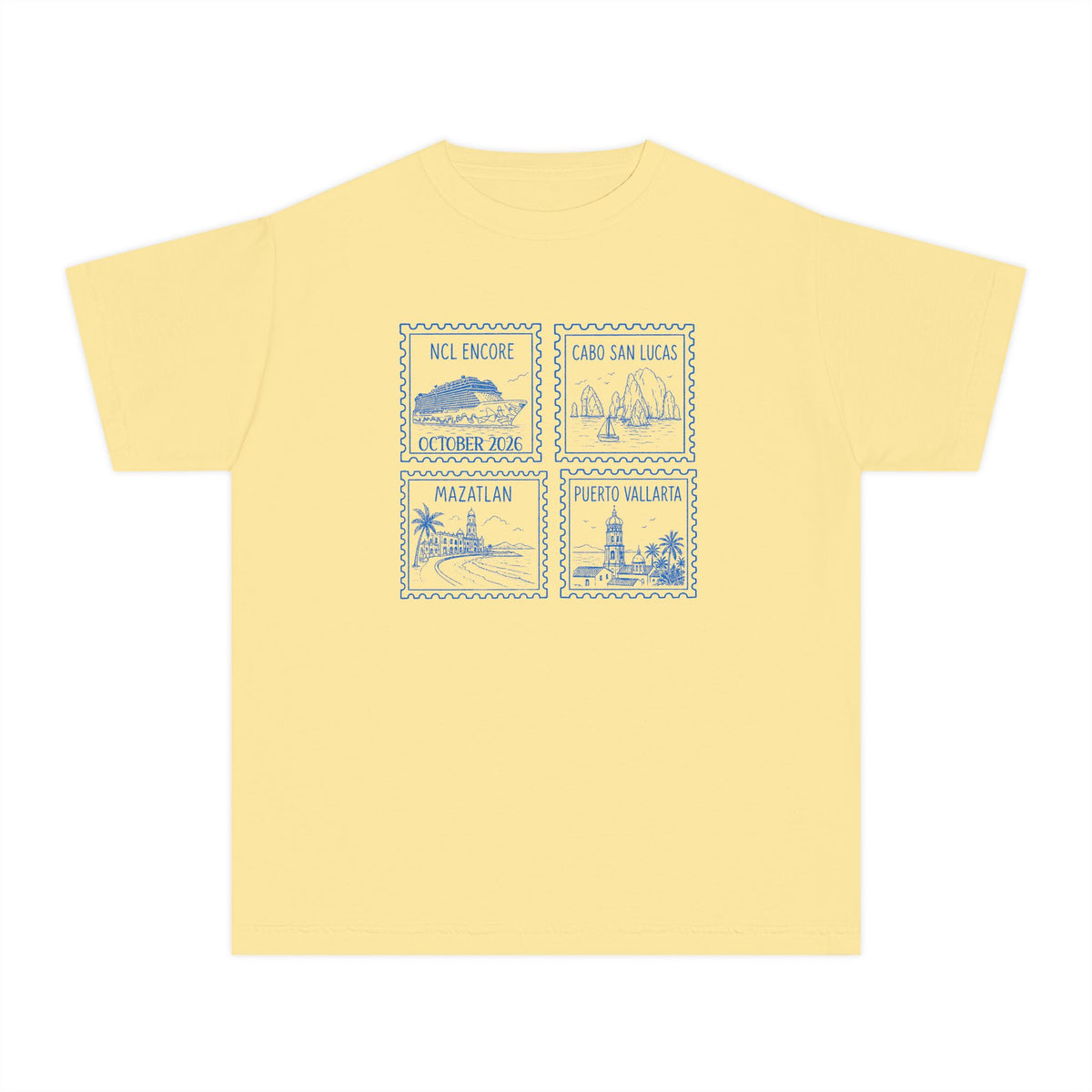 Custom Stamp Cruise Matching Family Kids Youth Tee Comfort Colors