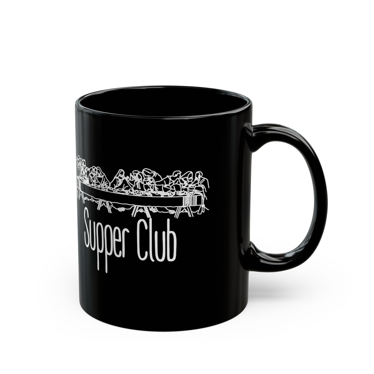 Supper Club Last Supper Jesus Black Mug (11oz, 15oz) Easter Gift Baptism Christian Gift for Small Group Christian Home Decor