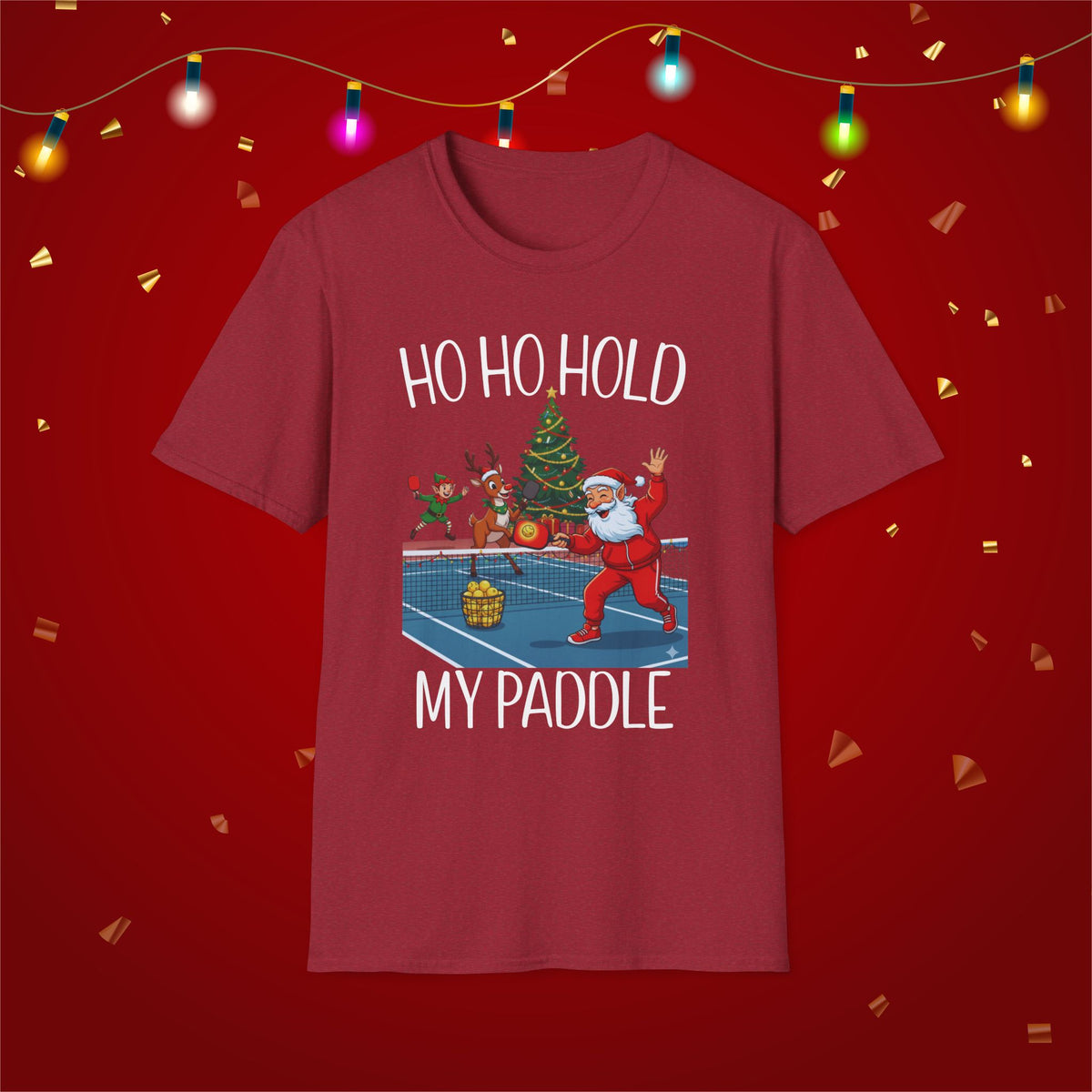 Christmas Pickleball Funny Santa Ho Ho Hold My Paddle Unisex Softstyle T-Shirt Team Shirt for Mom Grandma Dad Favorite Player Gift Xmas Gift