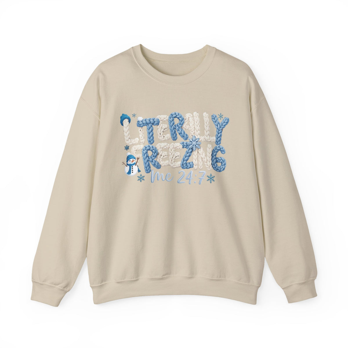 Funny Literally Freezing Sweatshirt, Faux Yarn Winter Crewneck, Funny Cold Weather Sweater, Cozy Winter Shirt, Shirt for Mom Grandma