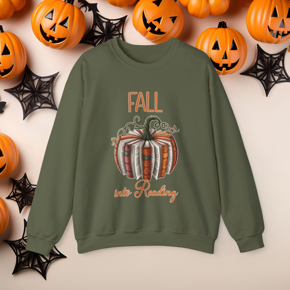 Funny Halloween Pumpkin Reading Bookish Crewneck Cute Fall Fun Pumpkin Cozy Season Sweatshirt Autumn Book Club Shirt for Mom Daughter Bestie