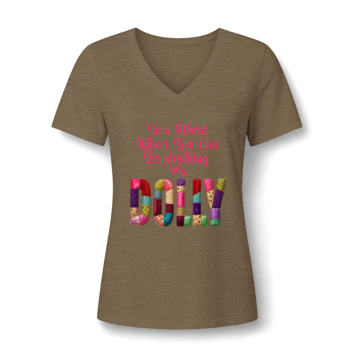 Dolly Tribute Shirt, Coat of Many Colors, Faux Quilt, Patchwork Aesthetic T-Shirt, V-Neck Tee