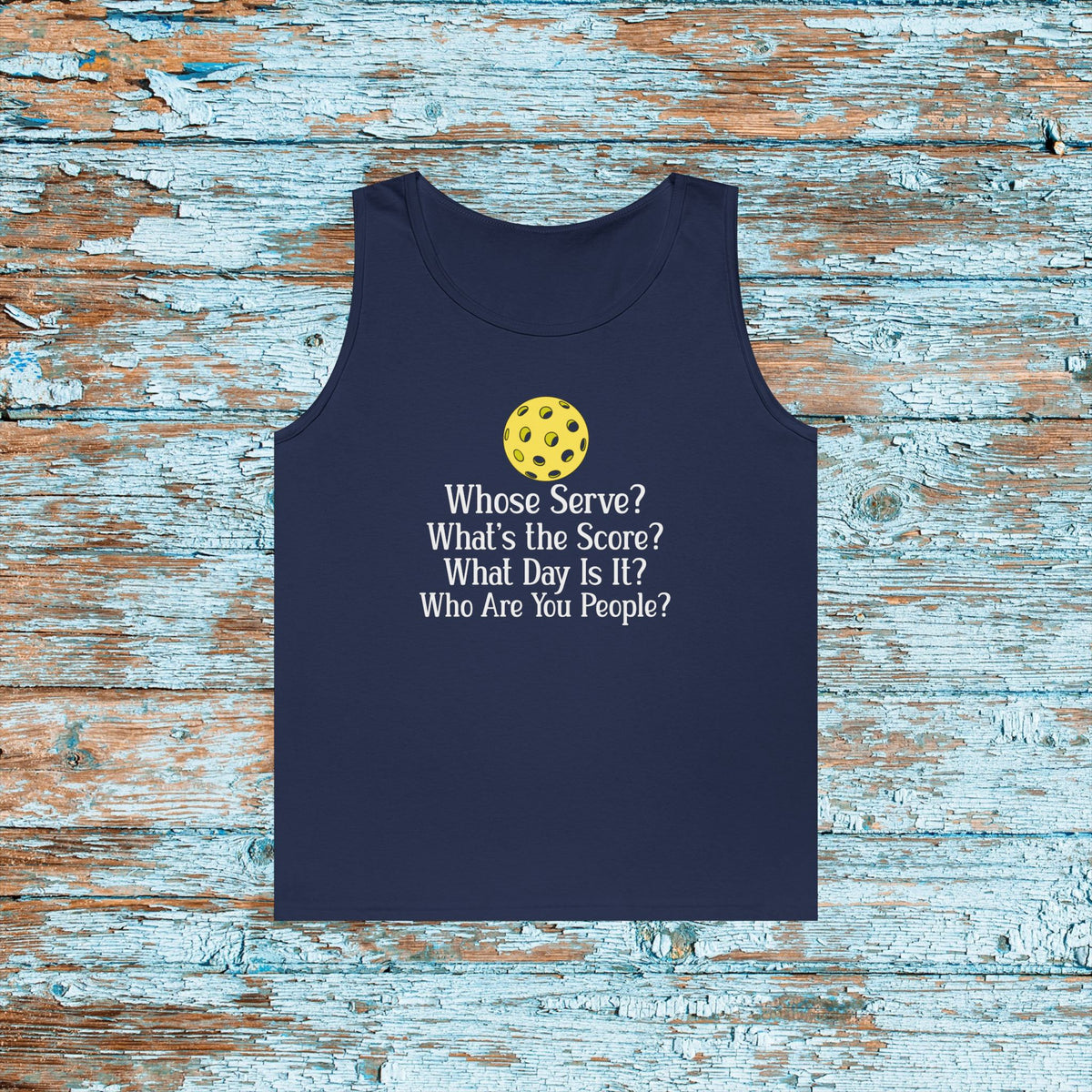 Pickleball Funny Unisex Heavy Cotton Tank Top Whose Serve Pickleball Memory Shirt for Her Him Mom Matching Team Pickleball Lover Player Gift