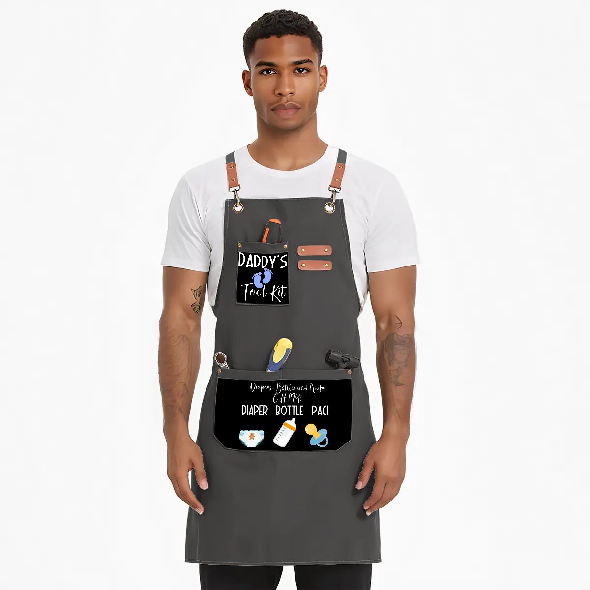 Unisex Canvas Cross Back Apron with Pockets 1 2