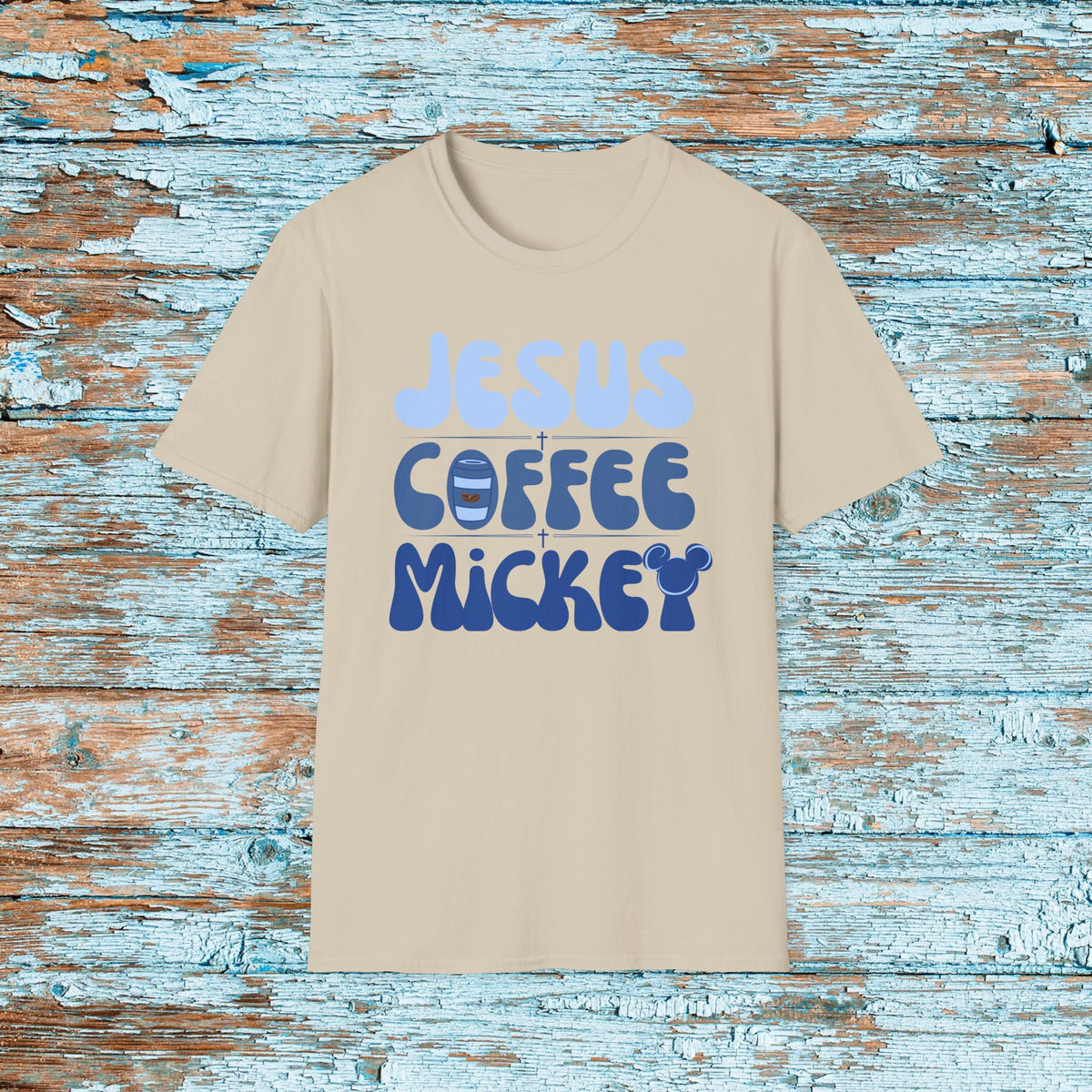 Jesus Coffee Mickey Fun Softstyle T-Shirt Perfect gift for Jesus Coffee and Mickey Lover. Church Theme Park Coffee