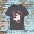Pickleball Dink Pink in October Breast Cancer Ghost T-Shirt Pickleball Shirt for Her Gift for Mom Team Pickleball Lover Player Support Shirt