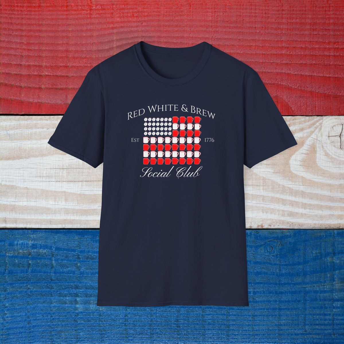 Red White & Brew Patriotic American Flag Crewneck Sweatshirt, Coffee Lover Gift, 1776 Shirt, July 4th Sweater, 250th Celebration