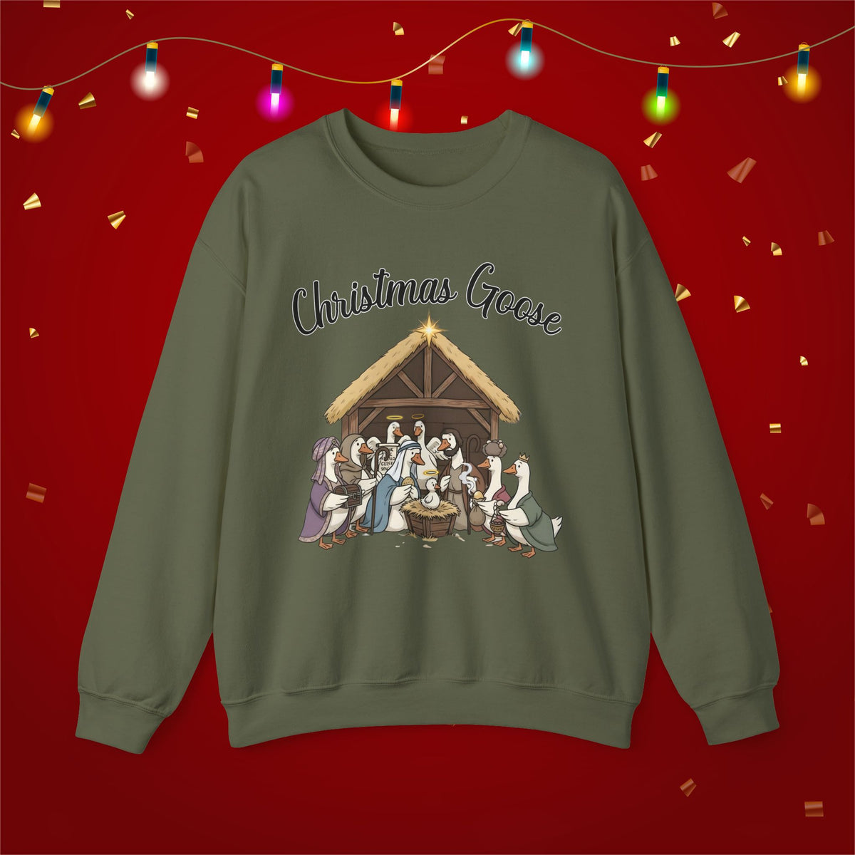 Christmas Goose Nativity Unisex Heavy Blend™ Crewneck Sweatshirt