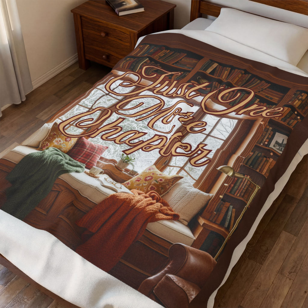 Just One More Chapter Blanket | Cozy Reading Nook Throw | Book Lover Gift | Reading Blanket for Readers | Bookish Home Decor |Book Club Gift