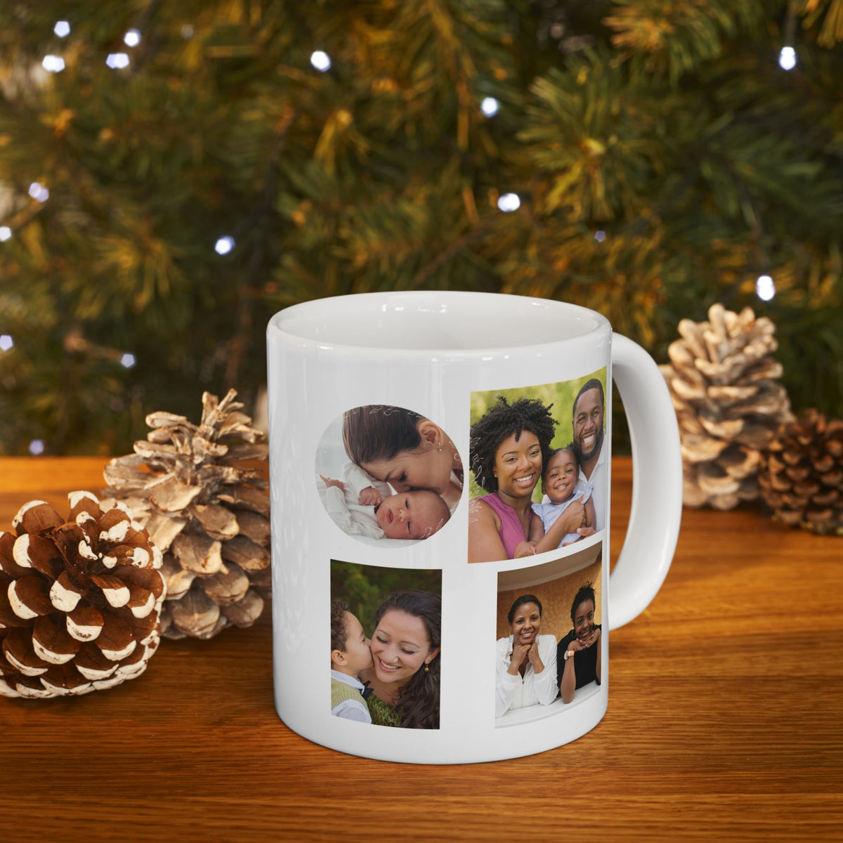 Custom Photo Collage 11 oz Ceramic Coffee Mug, Personalized Photo Gift for Mom, Grandma Birthday Gift, Tea Cup Coffee Lover