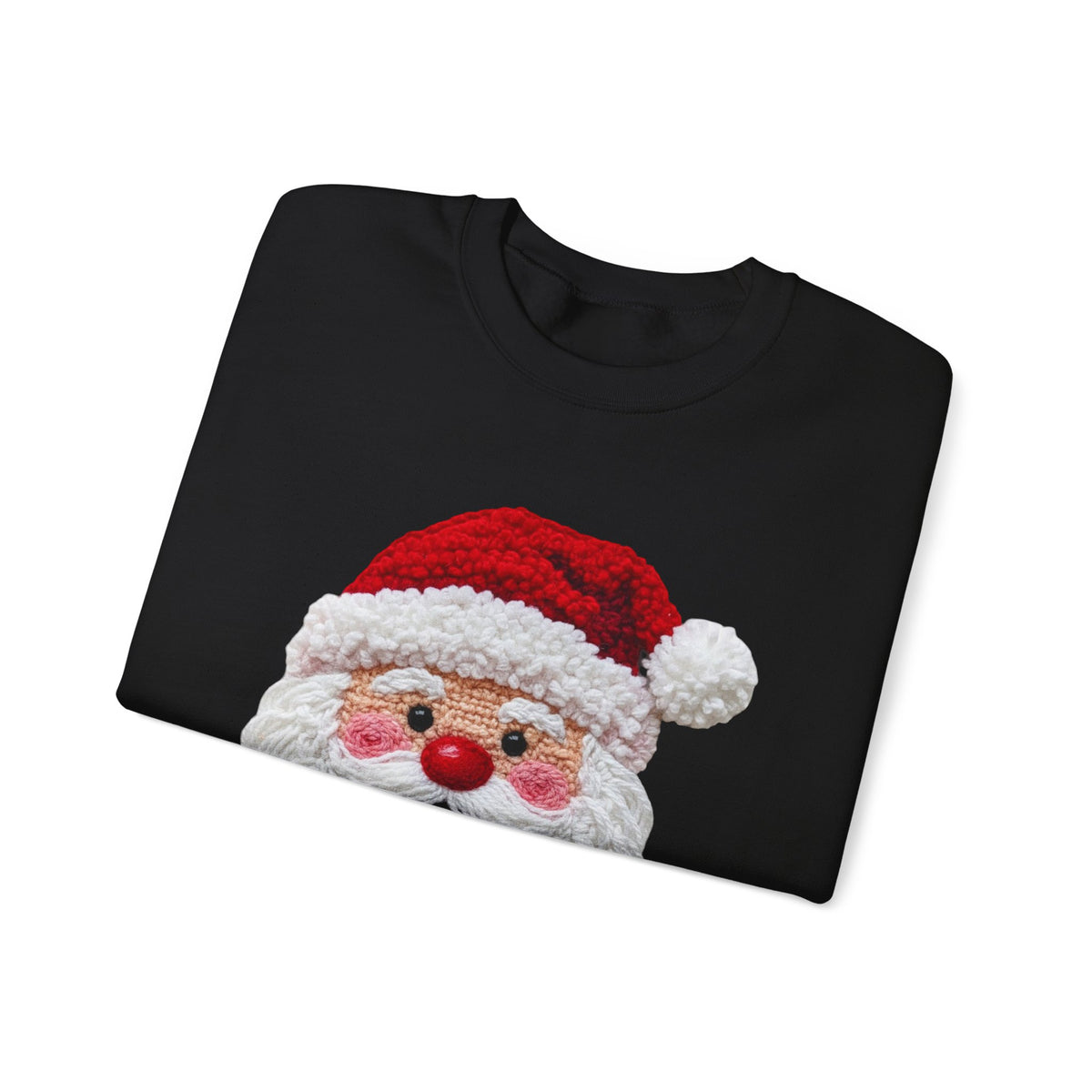 Yarn Look Crochet Santa Sweatshirt,  Viral Faux Latch Hook Christmas Shirt, Cute Holiday Sweater, Plus Size Available