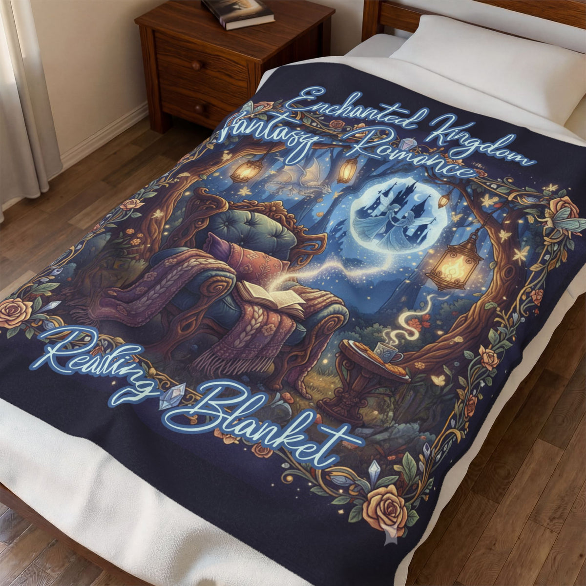 Book Lover Reading Fantasy Romance Velveteen Plush Blanket - Gift for Bookish Girl, Bookclub Best Friend, Daughter, Mom, Wife. Cozy