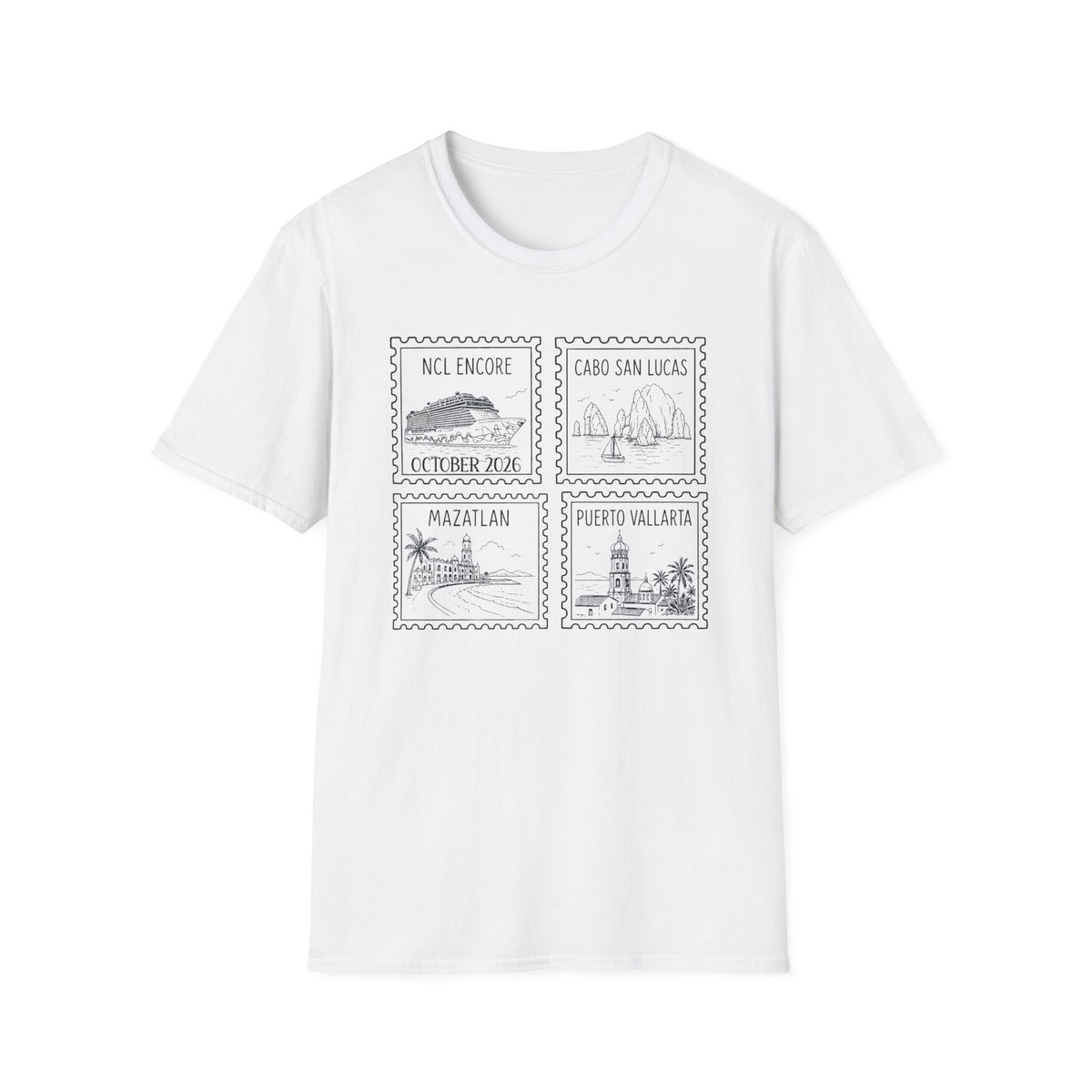 Custom Cruise Black Stamp Aesthetic Family Vacation Matching T-Shirt, Personalized Cruise Ship Tee, Custom Tee