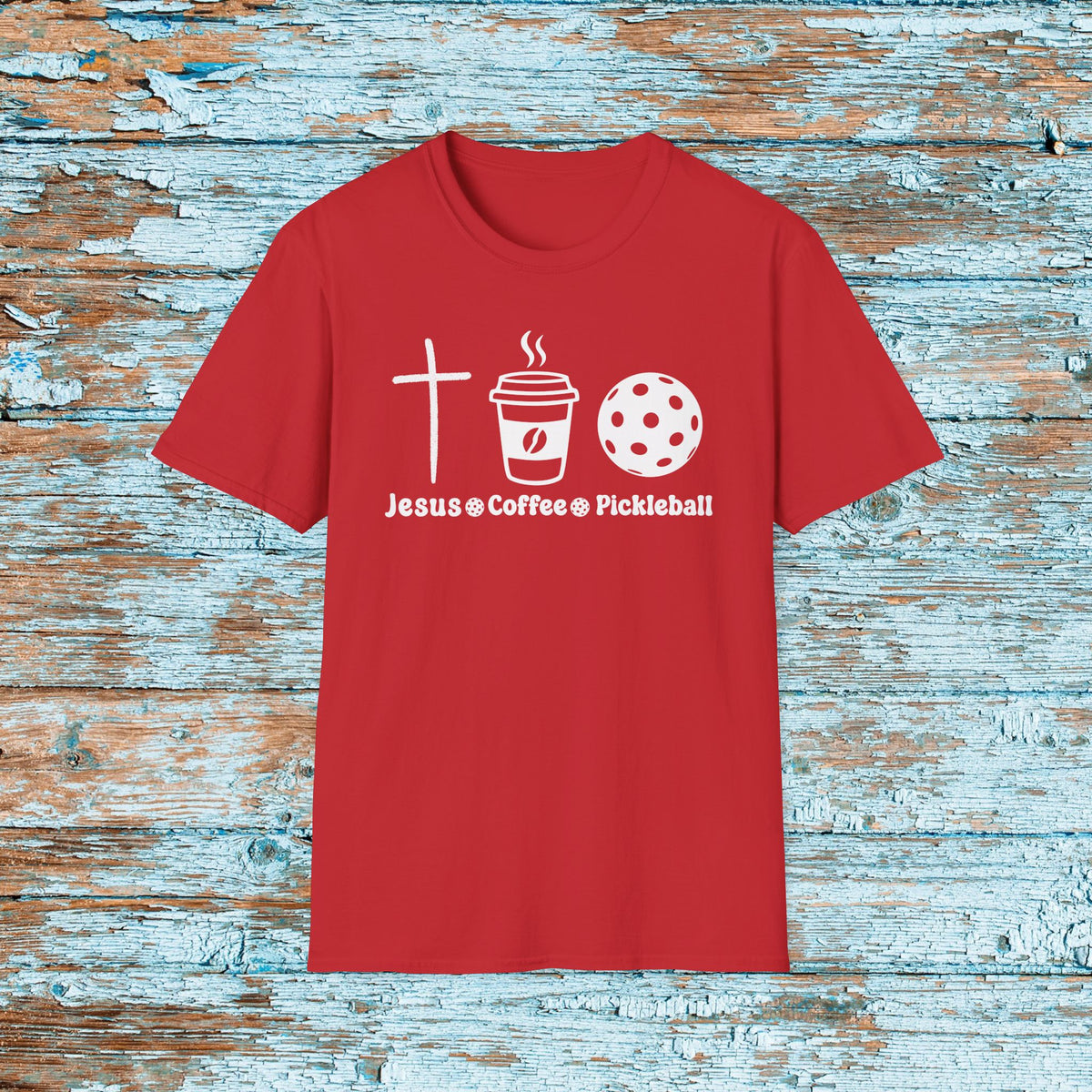 Jesus Coffee and Pickleball T-Shirt | Christian Pickleball Shirt | Faith Coffee Sports Tee for Women and Men