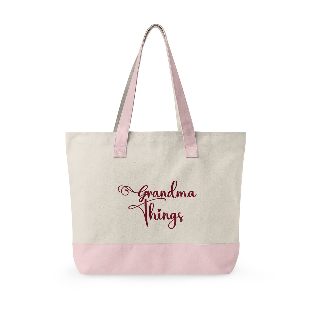Grandma Things Tote Zippered Canvas Tote | Market Bag, Everyday Carry, Custom Nana, Mimi, Gigi, Gift, Pickleball Bingo Bag for Gram