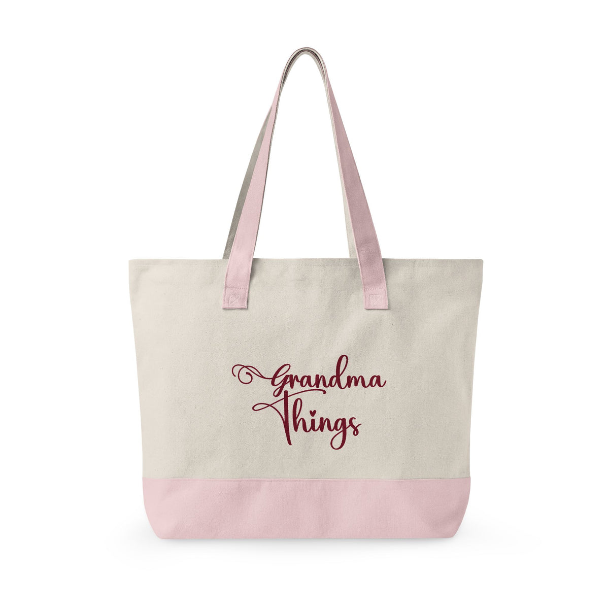 Grandma Things Tote Zippered Canvas Tote | Market Bag, Everyday Carry, Custom Nana, Mimi, Gigi, Gift, Pickleball Bingo Bag for Gram
