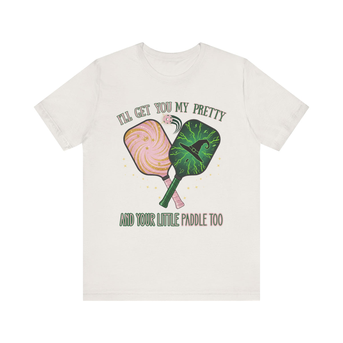 Funny Wicked Pickleball Shirt, Defy Gravity Broomstick Magic Wand Shirt, Tiara Witch Hat Wizard of Oz Tee, Witch Pink and Green T-Shirt