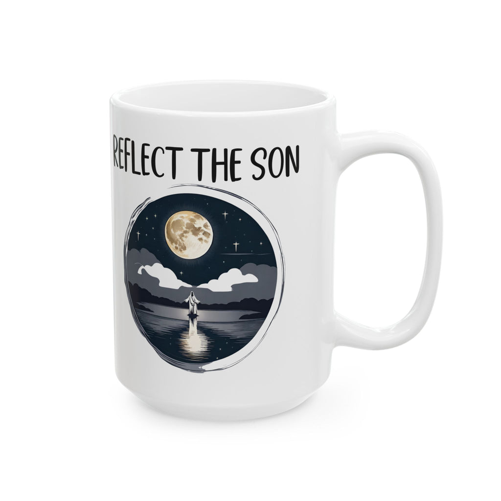 Christian Be the Moon Reflect the Son Jesus Ceramic Mug, (11oz, 15oz) Gift for Mom, Dad, Pastor Gift, Church Small Group, Home Decor