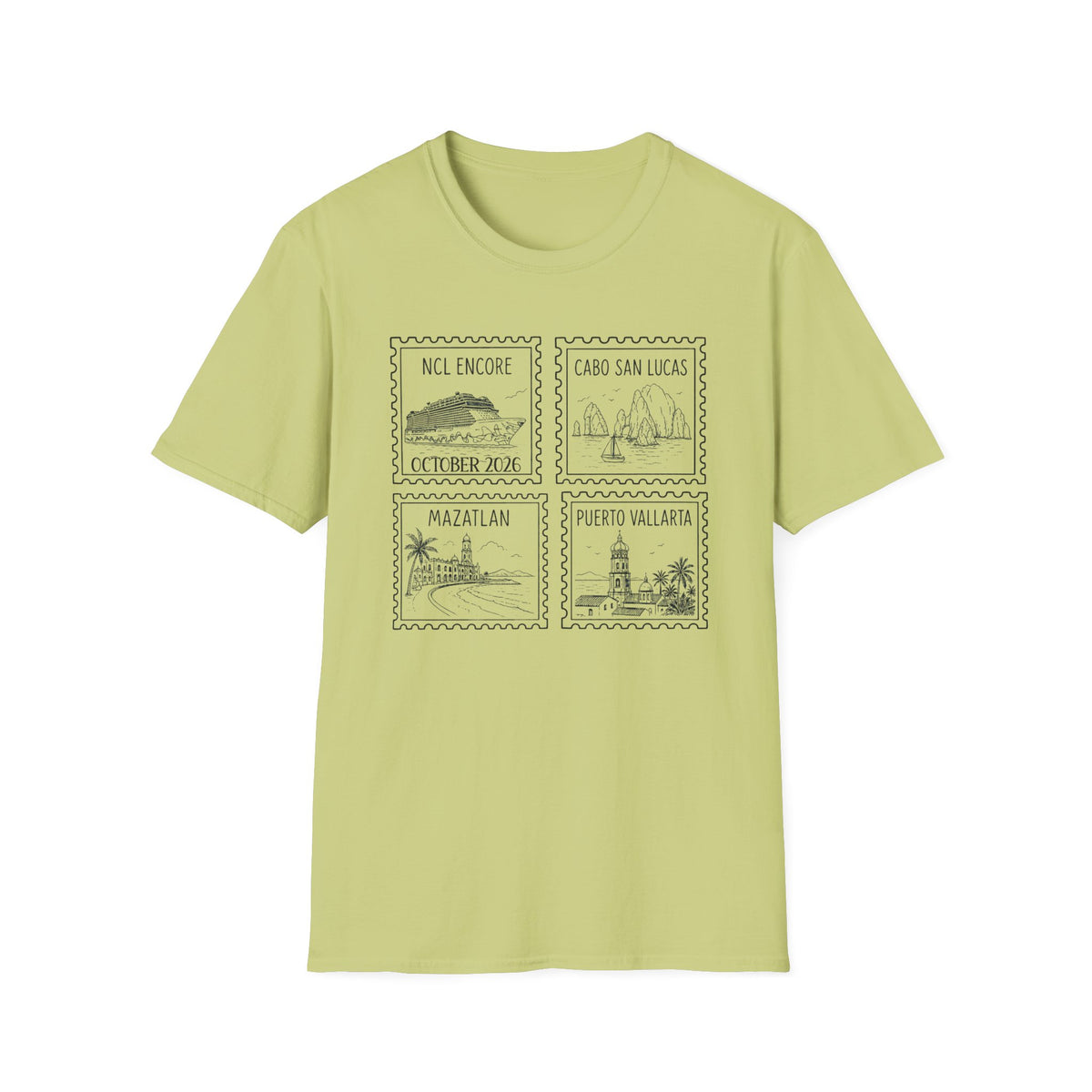 Custom Cruise Black Stamp Aesthetic Family Vacation Matching T-Shirt, Personalized Cruise Ship Tee, Custom Tee