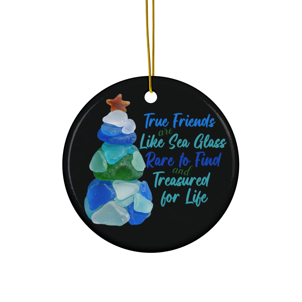 Custom Name Friendship Sea Glass Ceramic Ornament Personalized Friendship Gift Christmas Ornament for Best Friend
